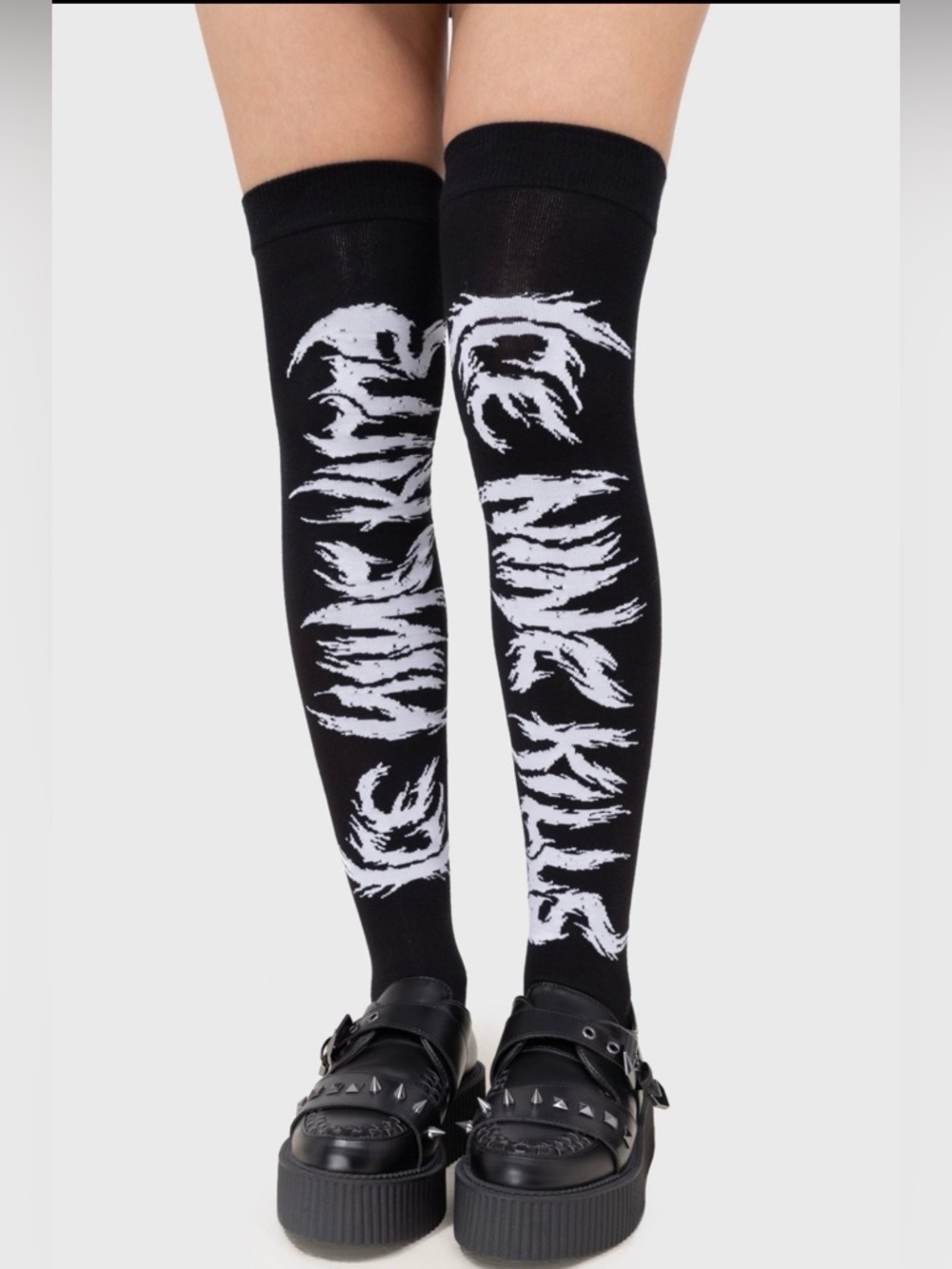 Killstar x Ice Nine Kills Ink Logo Knee High Socks Goth Emo NWT - Picture 2 of 3